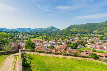 Panoramic view of Saint-Jean-Pied-de-Port, French city and important landmark on the Camino de Santiago route