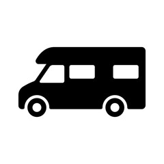 Motorhome icon. Camper. Black silhouette. Side view. Vector simple flat graphic illustration. Isolated object on a white background. Isolate.