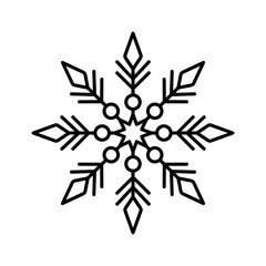 Snowflake icon. Black contour linear silhouette. Front view. Editable strokes. Vector simple flat graphic illustration. Isolated object on a white background. Isolate.