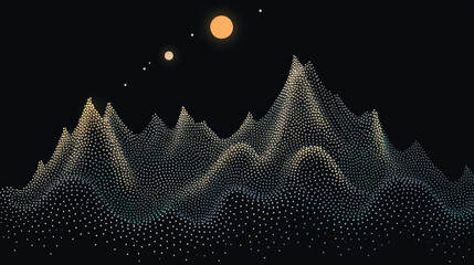 Abstract Minimalist Mountains Made Of Dots. Dot Art Mountains. Generative AI - obrazy, fototapety, plakaty