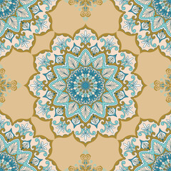 Seamless mandala pattern, ethnic circles for Product packaging wallpaper