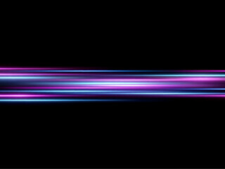 Light effect of neon lines movement.Horizontal lines. Speed ​​effect on a transparent background.lines of light, speed and movement.	