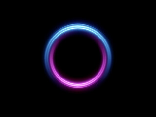 Neon magic circle. Futuristic light circle for background.Circulation. Light frame. Vector. Magic portal.	