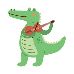 cocodrile playing violin