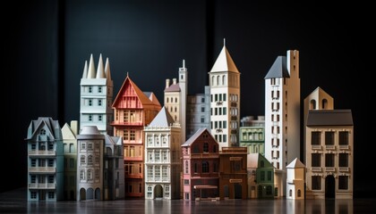 Fototapeta na wymiar Photo of a Miniature Cityscape on a Tabletop