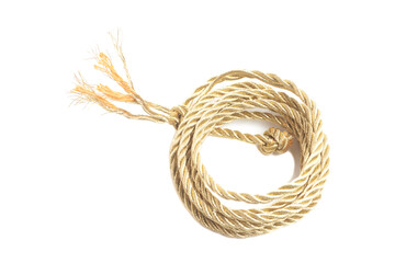 Golden rope isolated on a white background - obrazy, fototapety, plakaty