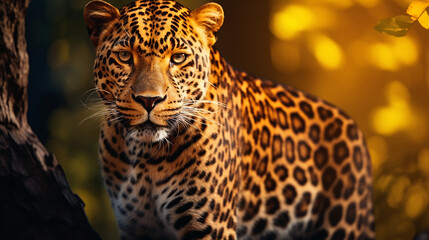 leopardo majestoso na natureza  - obrazy, fototapety, plakaty