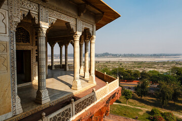 View from Agra fort at the Yamuna river and surroundings, Agra, Uttar Pradesh, India, Asia - obrazy, fototapety, plakaty