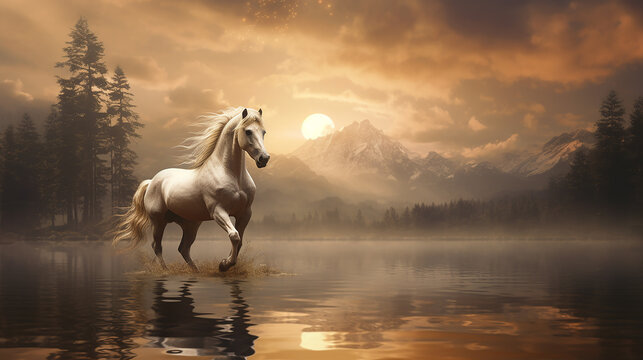 cavalo majestoso na natureza 