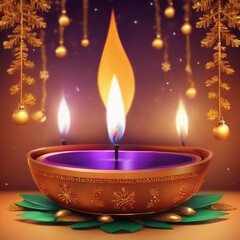 burning candles in a glass bowl for diwali day.