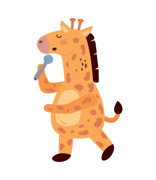 giraffe singing illustration