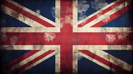 Fotobehang faded and vintage British flag, flag of England, Union Jack, English pride  © @foxfotoco