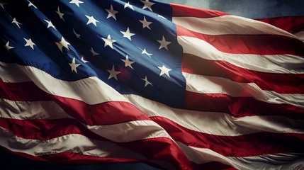 Foto op Plexiglas close up of the american flag in the wind © @foxfotoco