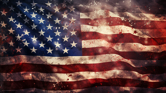faded and vintage American flag, flag of USA, United States of America,  American pride pride 