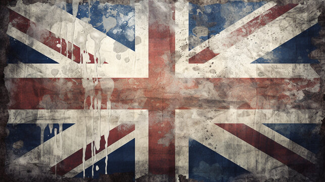 faded and vintage British flag, flag of England, Union Jack, English pride 