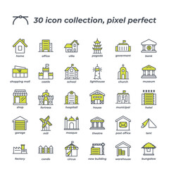 Vector sign of the building icon set isolated on a white background. symbol color editable.