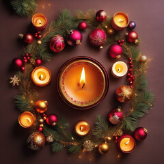 christmas decoration with candles and christmas tree