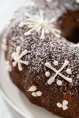 Gingerbread bundt cake with caramel filling