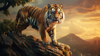 tigre majestoso na natureza  - obrazy, fototapety, plakaty
