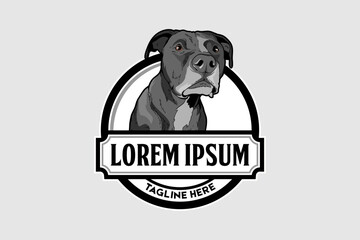 Dog cartoon character badge vector logo template