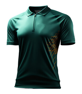 green sport polo t-shirt with front view, isolated on transparent background, generative ai