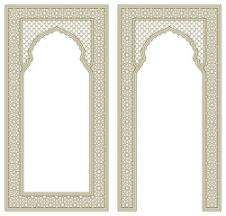 Set two Rectangular frames of the Arabic pattern with proportion 2x1 - obrazy, fototapety, plakaty