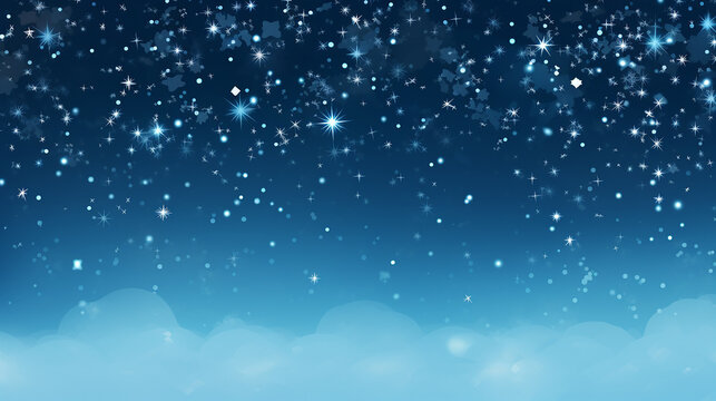 Flocos de neve e estrelas descendo no fundo,