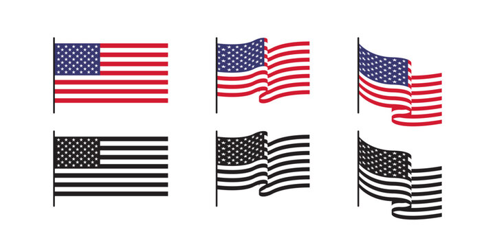 USA national flag. American flags. America patriotic emblems. Vector scalable graphics