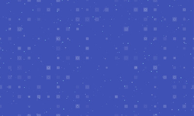 Seamless background pattern of evenly spaced white power socket symbols of different sizes and opacity. Vector illustration on indigo background with stars