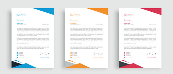 Corporate modern letterhead design template, company professional informative newsletter - obrazy, fototapety, plakaty