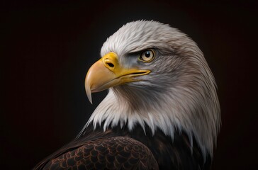 Obraz premium American bald eagle on black background.