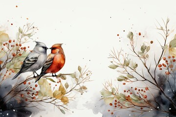 This watercolor masterpiece captures a birds in the midst of spring, symbolizing Easter's serene spirit