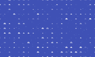 Seamless background pattern of evenly spaced white printed circuit boards of different sizes and opacity. Vector illustration on indigo background with stars