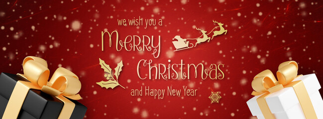 Fototapeta na wymiar Merry Christmas Typography Background Social Media Banner