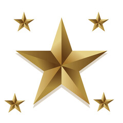 Obraz premium Golden Star. Collection of 3D gold star. golden star isolated on white. Vector illustration