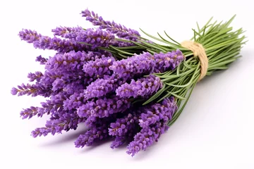 Fotobehang A cluster of purple Lavender on a pallid backdrop. © ckybe