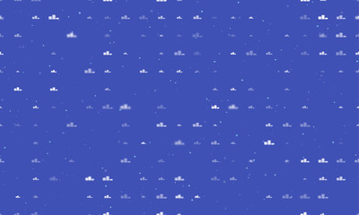 Seamless background pattern of evenly spaced white winners podium symbols of different sizes and opacity. Vector illustration on indigo background with stars