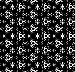 Black and white seamless abstract pattern. Background and backdrop. Grayscale ornamental design. Mosaic ornaments. Vector graphic illustration. EPS10.