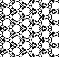 Black and white seamless abstract pattern. Background and backdrop. Grayscale ornamental design. Mosaic ornaments. Vector graphic illustration. EPS10.