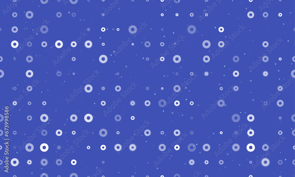 Poster seamless background pattern of evenly spaced white record media symbols of different sizes and opaci