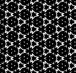 Fototapeta premium Black and white seamless abstract pattern. Background and backdrop. Grayscale ornamental design. Mosaic ornaments. Vector graphic illustration. EPS10.