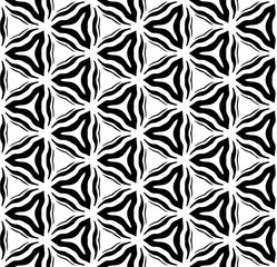Black and white seamless abstract pattern. Background and backdrop. Grayscale ornamental design. Mosaic ornaments. Vector graphic illustration. EPS10.