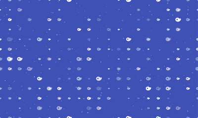 Seamless background pattern of evenly spaced white steak symbols of different sizes and opacity. Vector illustration on indigo background with stars
