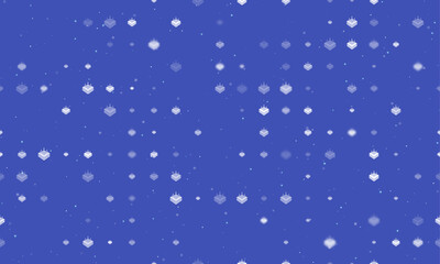 Seamless background pattern of evenly spaced white absorbent symbols of different sizes and opacity. Vector illustration on indigo background with stars