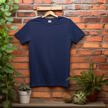 Mockup Of A Blank T-shirt In Navy, Gildan 5000