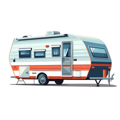 camper trailler flat illustration