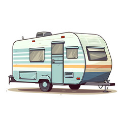 camper trailler flat illustration