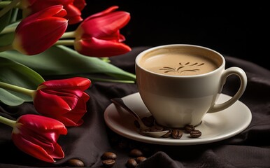 Fototapeta na wymiar Coffee and flowers
