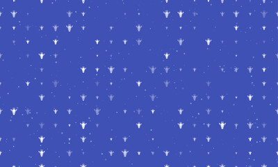 Seamless background pattern of evenly spaced white giraffe head symbols of different sizes and opacity. Vector illustration on indigo background with stars