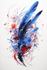 Ai meraviglioso uccello dai colori blu e rosso 06